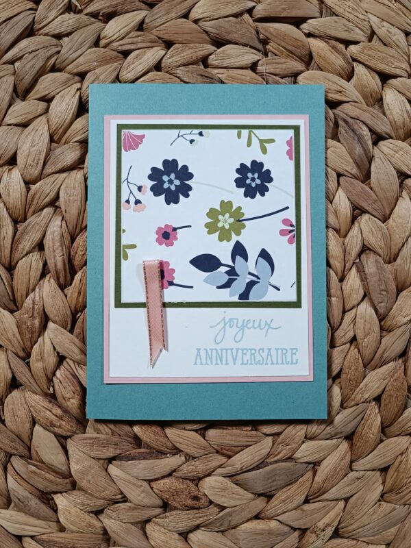 Carte anniv' fleur bleue