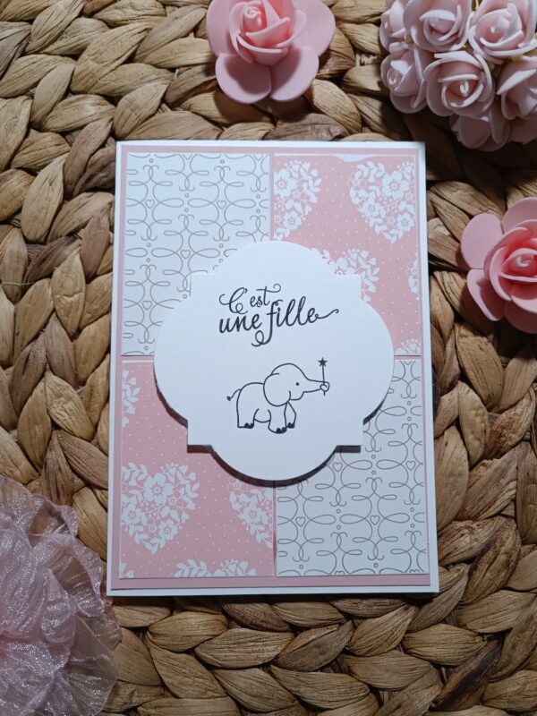 Carte bébéléphant fille