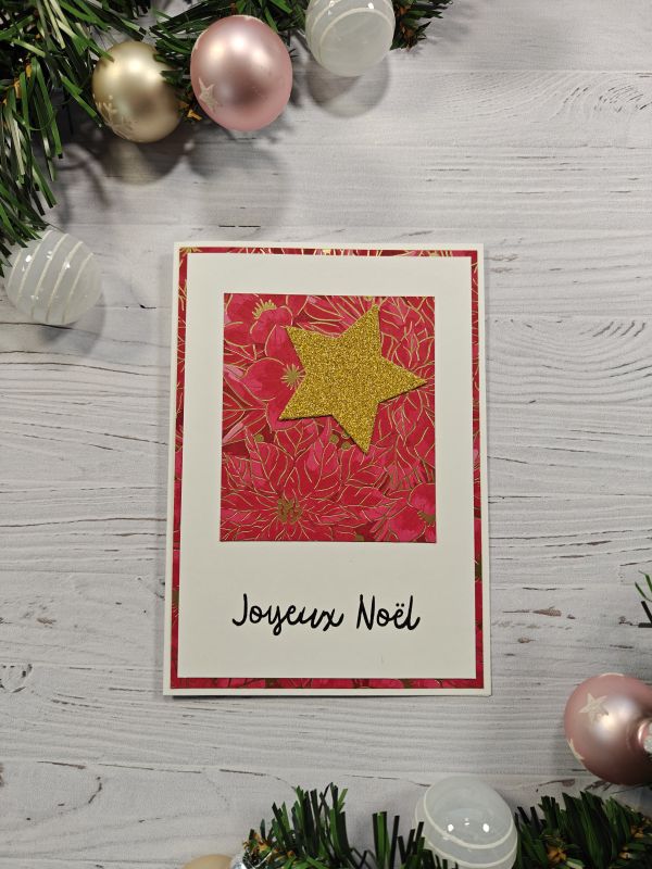 Carte de voeux rouge et étoile or
