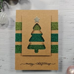 Carte de voeux sapin et paillettes