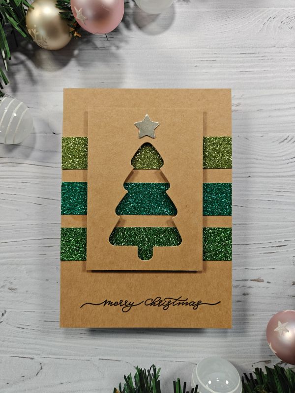 Carte de voeux sapin et paillettes