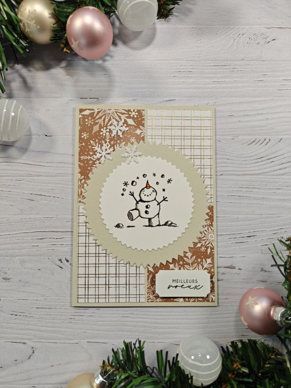 Carte de voeux bonhomme beige