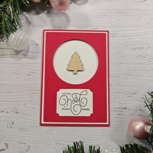 Carte de voeux sapin bois rouge