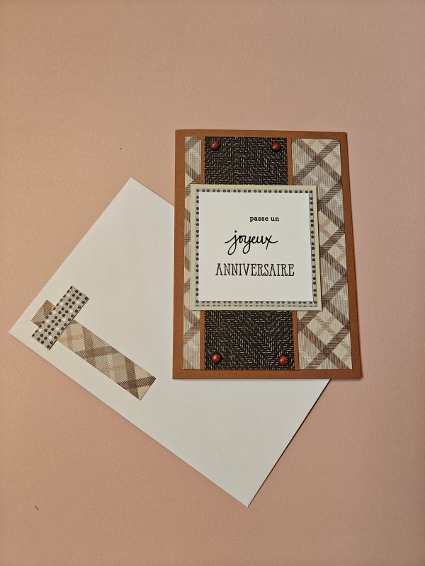 Carte anniversaire beige et brun – Image 2